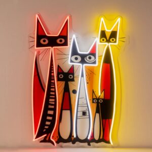 Familia Felina – Arte en Neón